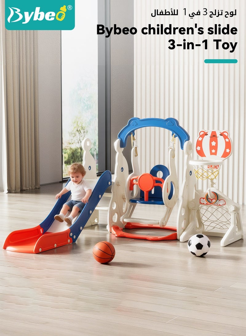 Bybeo 5 In 1 Toddler Slide and Swing Set, Kids Playground with Swing Slide Climber and Basketball Hoop, Baby Slide Playset for Boys and Girls Children Indoor and Outdoor - Image 2